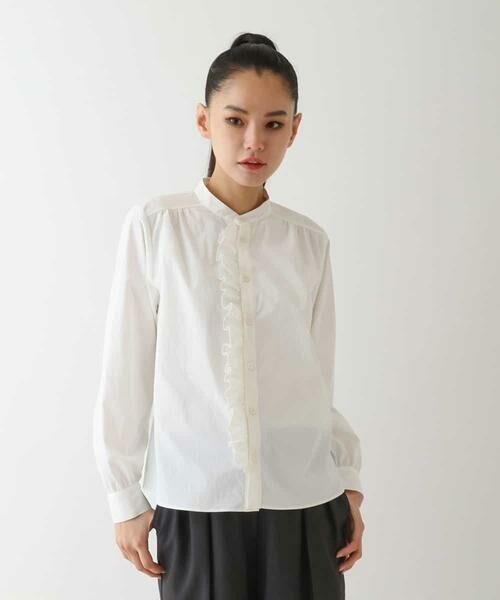 HIROKO BIS GRANDE / ヒロコビス グランデ シャツ・ブラウス | 【大きいサイズ】フリルアクセントバンドカラーブラウス | 詳細6