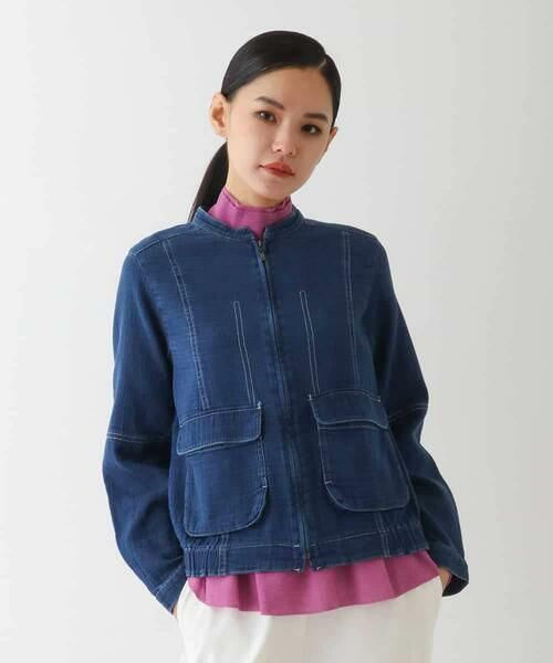 HIROKO BIS GRANDE / ヒロコビス グランデ Gジャン・デニムジャケット | 【大きいサイズ】二重織りガーゼデニムブルゾン | 詳細6