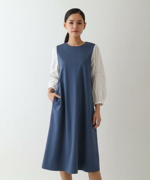 HIROKO BIS GRANDE / ヒロコビス グランデ ロング・マキシ丈ワンピース | 【大きいサイズ】異素材切り替えデザインワンピース | 詳細1