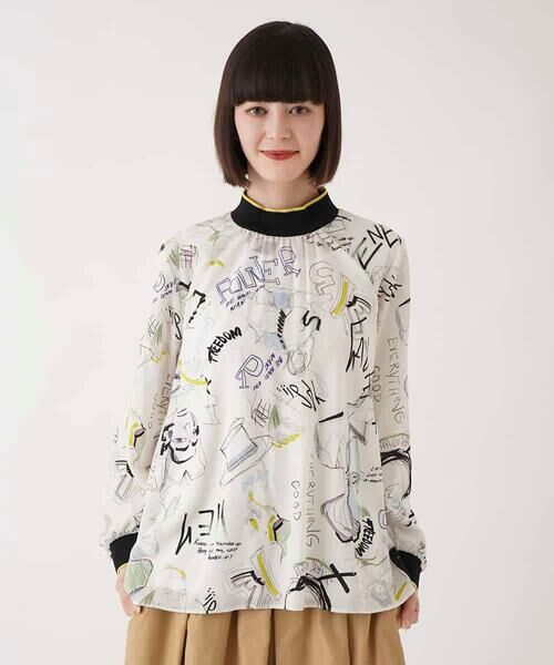 HIROKO BIS GRANDE / ヒロコビス グランデ シャツ・ブラウス | 【大きいサイズ】ポップアートリブジョイントブラウス /洗える | 詳細3