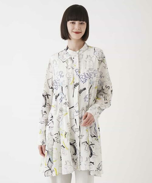 HIROKO BIS GRANDE / ヒロコビス グランデ チュニック | 【大きいサイズ】ポップアートデザインチュニック丈ブラウス /洗濯機で洗える | 詳細7