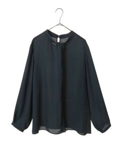 HIROKO BIS GRANDE / ヒロコビス グランデ シャツ・ブラウス | 【大きいサイズ】ドレープアクセントジョーゼットブラウス /洗濯機で洗える