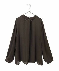 HIROKO BIS GRANDE / ヒロコビス グランデ シャツ・ブラウス | 【大きいサイズ】ドレープアクセントジョーゼットブラウス /洗濯機で洗える