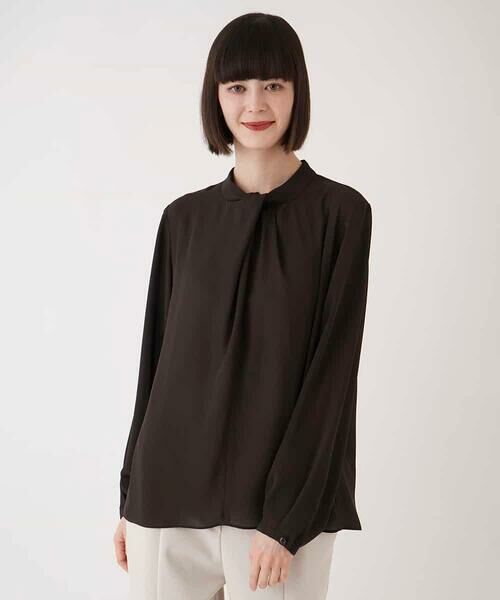 HIROKO BIS GRANDE / ヒロコビス グランデ シャツ・ブラウス | 【大きいサイズ】ドレープアクセントジョーゼットブラウス /洗濯機で洗える | 詳細9