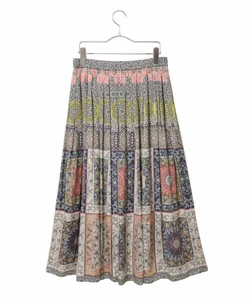 HIROKO BIS GRANDE / ヒロコビス グランデ ロング・マキシ丈スカート | 【大きいサイズ】ヴィンテージ風総柄フレアスカート /洗濯機で洗える | 詳細1