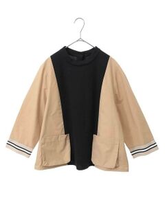 HIROKO BIS GRANDE / ヒロコビス グランデ カットソー | 【大きいサイズ】ジョイント配色プルオーバートップ /洗える