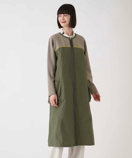 HIROKO BIS GRANDE / ヒロコビス グランデ ロング・マキシ丈ワンピース | 【大きいサイズ】ジョイント配色ジップアップワンピース /洗える | 詳細1