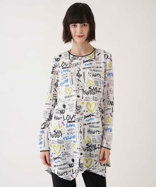 HIROKO BIS GRANDE / ヒロコビス グランデ チュニック | 【大きいサイズ】ロゴハートプリントチュニックカットソー /洗える | 詳細6