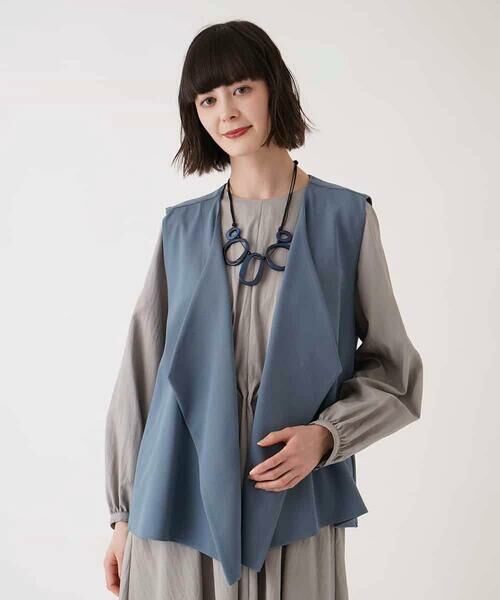 HIROKO BIS GRANDE / ヒロコビス グランデ ベスト | 【大きいサイズ】フロントドレープジャージージレ /洗濯機で洗える | 詳細1