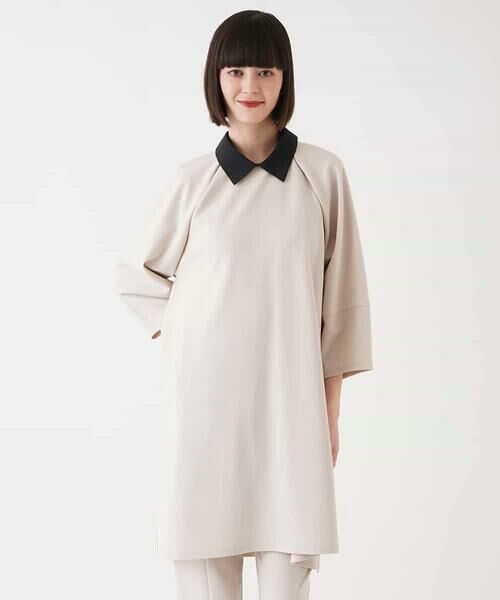 HIROKO BIS GRANDE / ヒロコビス グランデ チュニック | 【大きいサイズ】襟付きジャージーチュニックブラウス /洗える | 詳細9