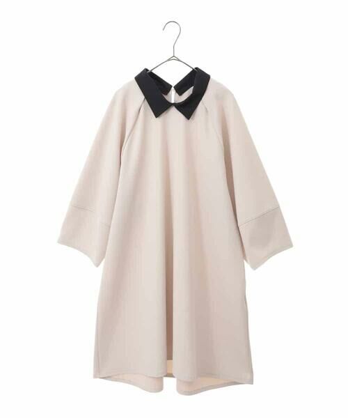 HIROKO BIS GRANDE/ヒロコビス グランデ 【大きいサイズ】襟付きジャージーチュニックブラウス /洗える ベージュ 4L