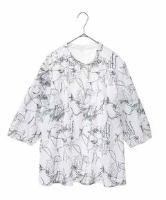 HIROKO BIS GRANDE / ヒロコビス グランデ シャツ・ブラウス | 【大きいサイズ】線描き刺繍デザインブラウス /洗える