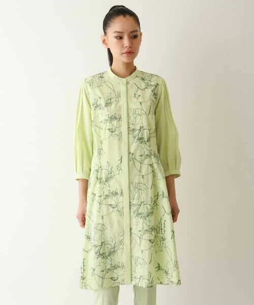 HIROKO BIS GRANDE / ヒロコビス グランデ シャツ・ブラウス | 【大きいサイズ】線描き刺繍ロング丈ブラウス /洗える | 詳細1