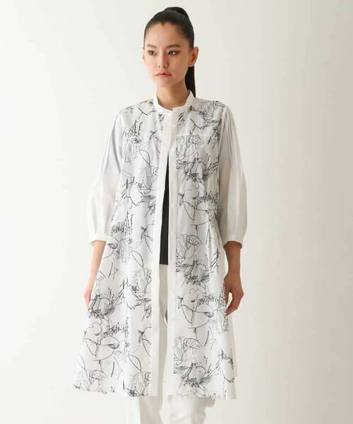 HIROKO BIS GRANDE / ヒロコビス グランデ シャツ・ブラウス | 【大きいサイズ】線描き刺繍ロング丈ブラウス /洗える | 詳細13