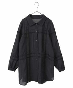 HIROKO BIS GRANDE / ヒロコビス グランデ シャツ・ブラウス | 【大きいサイズ】デコレーション刺繍ドライシアーシャツ /洗濯機で洗える