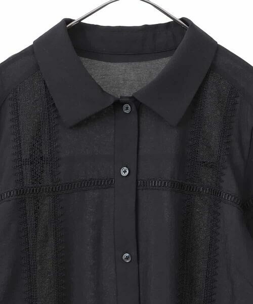 HIROKO BIS GRANDE / ヒロコビス グランデ シャツ・ブラウス | 【大きいサイズ】デコレーション刺繍ドライシアーシャツ /洗濯機で洗える | 詳細2