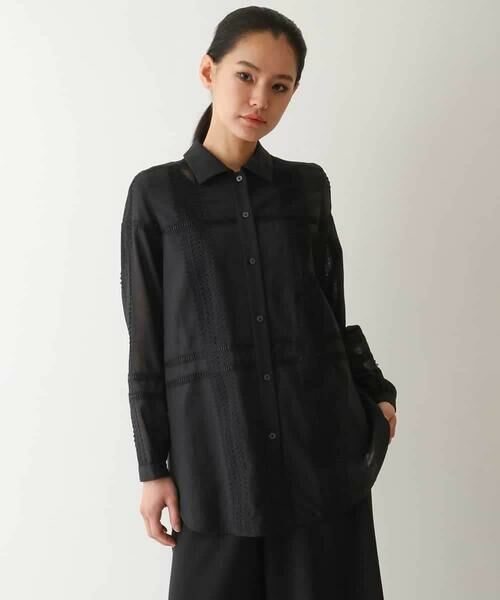 HIROKO BIS GRANDE / ヒロコビス グランデ シャツ・ブラウス | 【大きいサイズ】デコレーション刺繍ドライシアーシャツ /洗濯機で洗える | 詳細6