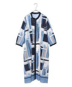 HIROKO BIS GRANDE / ヒロコビス グランデ ロング・マキシ丈ワンピース | 【大きいサイズ】グラフィカルプリントデザインワンピース /洗濯機で洗える