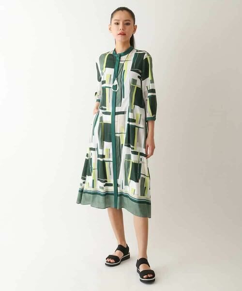 HIROKO BIS GRANDE / ヒロコビス グランデ ロング・マキシ丈ワンピース | 【大きいサイズ】グラフィカルプリントデザインワンピース /洗濯機で洗える | 詳細12