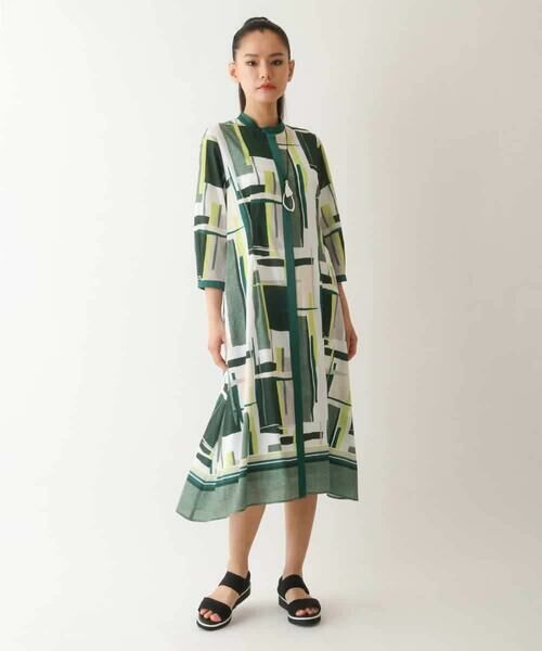 HIROKO BIS GRANDE / ヒロコビス グランデ ロング・マキシ丈ワンピース | 【大きいサイズ】グラフィカルプリントデザインワンピース /洗濯機で洗える | 詳細13