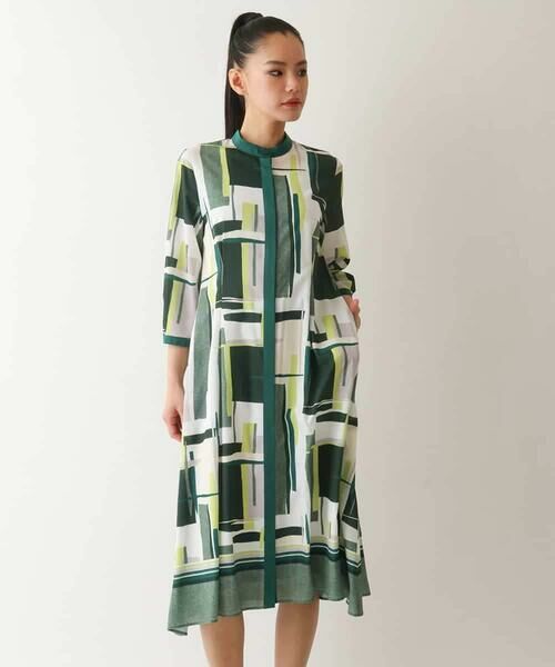 HIROKO BIS GRANDE / ヒロコビス グランデ ロング・マキシ丈ワンピース | 【大きいサイズ】グラフィカルプリントデザインワンピース /洗濯機で洗える | 詳細7