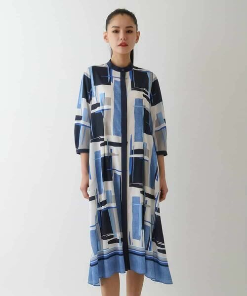 HIROKO BIS GRANDE / ヒロコビス グランデ ロング・マキシ丈ワンピース | 【大きいサイズ】グラフィカルプリントデザインワンピース /洗濯機で洗える | 詳細18