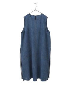 HIROKO BIS GRANDE / ヒロコビス グランデ ロング・マキシ丈スカート | 【大きいサイズ】サイドプリーツデニム風ジャンパースカート /洗える