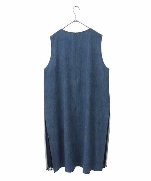 HIROKO BIS GRANDE / ヒロコビス グランデ ロング・マキシ丈スカート | 【大きいサイズ】サイドプリーツデニム風ジャンパースカート /洗える | 詳細1