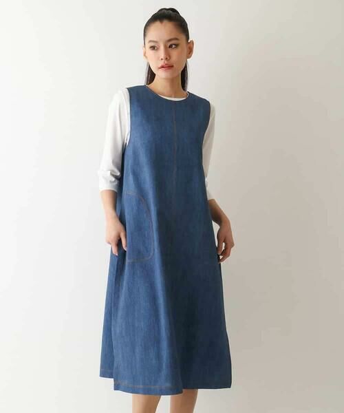 HIROKO BIS GRANDE / ヒロコビス グランデ ロング・マキシ丈スカート | 【大きいサイズ】サイドプリーツデニム風ジャンパースカート /洗える | 詳細10