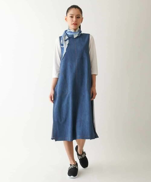 HIROKO BIS GRANDE / ヒロコビス グランデ ロング・マキシ丈スカート | 【大きいサイズ】サイドプリーツデニム風ジャンパースカート /洗える | 詳細11