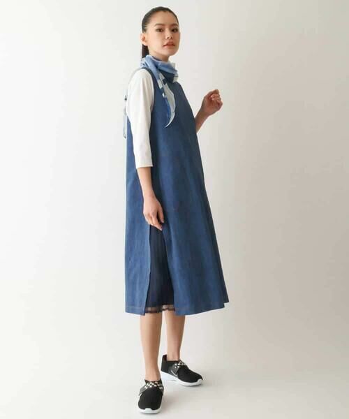 HIROKO BIS GRANDE / ヒロコビス グランデ ロング・マキシ丈スカート | 【大きいサイズ】サイドプリーツデニム風ジャンパースカート /洗える | 詳細12