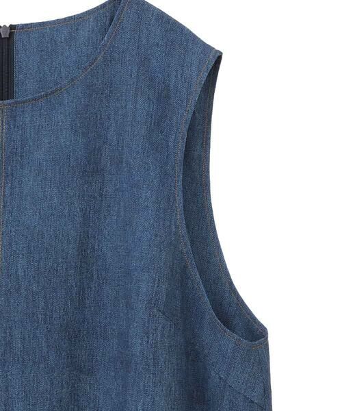 HIROKO BIS GRANDE / ヒロコビス グランデ ロング・マキシ丈スカート | 【大きいサイズ】サイドプリーツデニム風ジャンパースカート /洗える | 詳細5