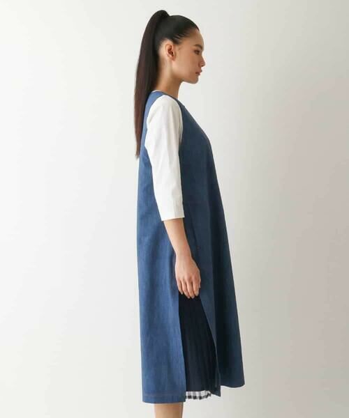 HIROKO BIS GRANDE / ヒロコビス グランデ ロング・マキシ丈スカート | 【大きいサイズ】サイドプリーツデニム風ジャンパースカート /洗える | 詳細8