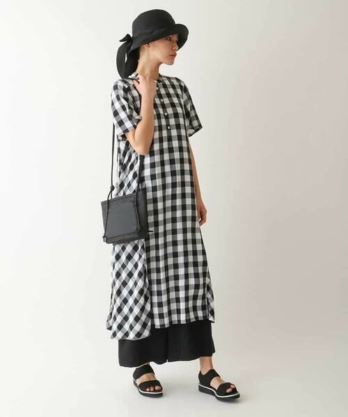 HIROKO BIS GRANDE / ヒロコビス グランデ ロング・マキシ丈ワンピース | 【大きいサイズ】ギンガムサッカーデザインワンピース /洗える | 詳細10