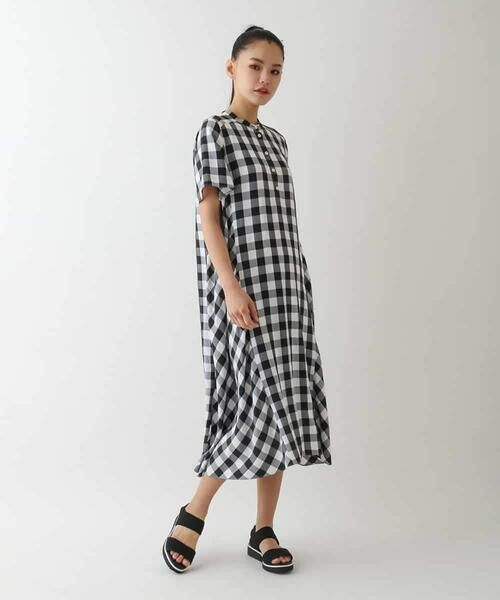 HIROKO BIS GRANDE / ヒロコビス グランデ ロング・マキシ丈ワンピース | 【大きいサイズ】ギンガムサッカーデザインワンピース /洗える | 詳細13
