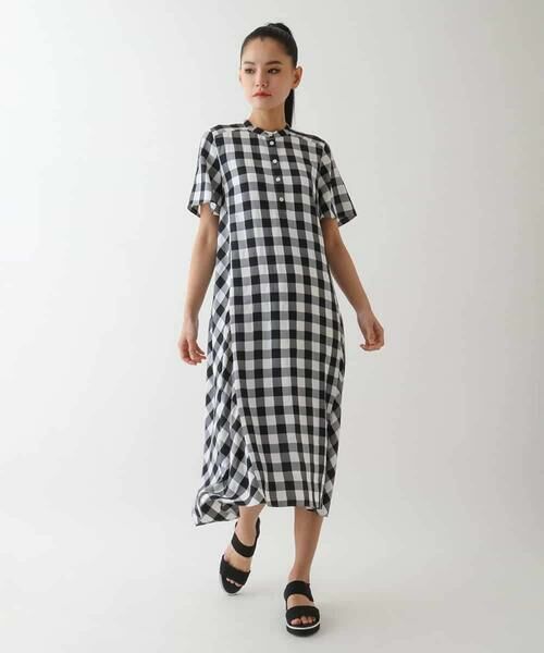 HIROKO BIS GRANDE / ヒロコビス グランデ ロング・マキシ丈ワンピース | 【大きいサイズ】ギンガムサッカーデザインワンピース /洗える | 詳細14