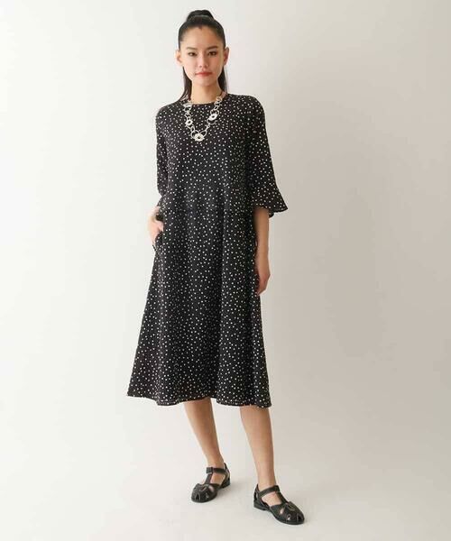 HIROKO BIS GRANDE / ヒロコビス グランデ ロング・マキシ丈ワンピース | 【大きいサイズ】シアーチェックドットプリントワンピース /洗える | 詳細13