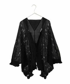 HIROKO BIS GRANDE / ヒロコビス グランデ ニット・セーター | 【大きいサイズ】ドットメッシュニットカーディガン /洗える