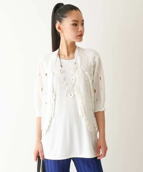 HIROKO BIS GRANDE / ヒロコビス グランデ ニット・セーター | 【大きいサイズ】ドットメッシュニットカーディガン /洗える | 詳細4