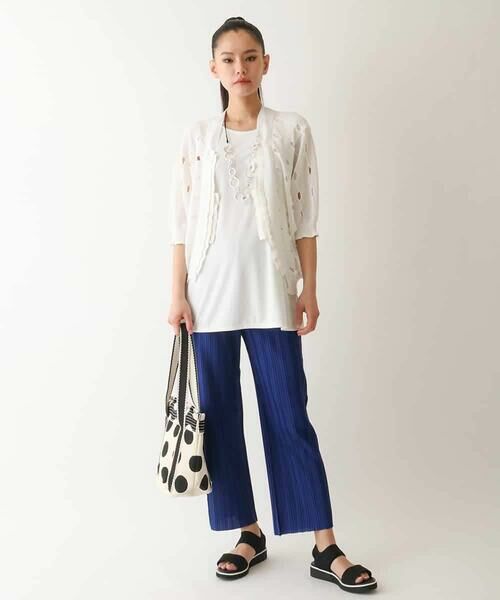 HIROKO BIS GRANDE / ヒロコビス グランデ ニット・セーター | 【大きいサイズ】ドットメッシュニットカーディガン /洗える | 詳細5