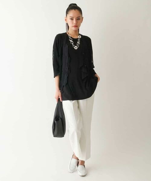 HIROKO BIS GRANDE / ヒロコビス グランデ ニット・セーター | 【大きいサイズ】ドットメッシュニットカーディガン /洗える | 詳細8