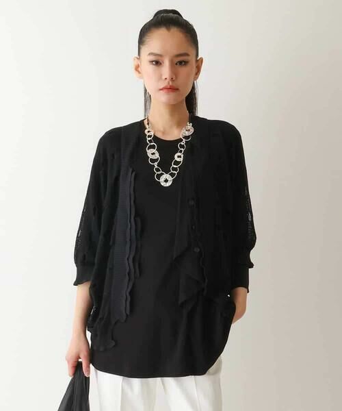 HIROKO BIS GRANDE / ヒロコビス グランデ ニット・セーター | 【大きいサイズ】ドットメッシュニットカーディガン /洗える | 詳細16