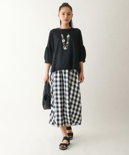 HIROKO BIS GRANDE / ヒロコビス グランデ ロング・マキシ丈スカート | 【大きいサイズ】アシンメトリーヘムギンガムスカート /洗える | 詳細1