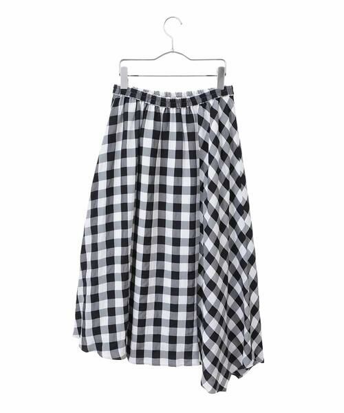 HIROKO BIS GRANDE / ヒロコビス グランデ ロング・マキシ丈スカート | 【大きいサイズ】アシンメトリーヘムギンガムスカート /洗える | 詳細2