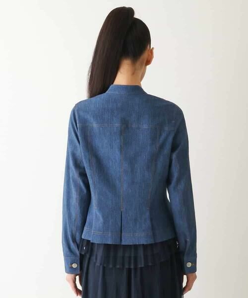 HIROKO BIS GRANDE / ヒロコビス グランデ セットアップ | 【大きいサイズ】デニム風ステッチデザインジャケット /洗濯機で洗える | 詳細3