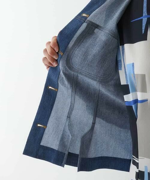HIROKO BIS GRANDE / ヒロコビス グランデ セットアップ | 【大きいサイズ】デニム風ステッチデザインジャケット /洗濯機で洗える | 詳細5