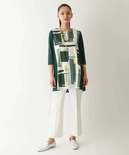 HIROKO BIS GRANDE / ヒロコビス グランデ チュニック | 【大きいサイズ】ブロッキングモチーフデザインチュニック /洗濯機で洗える | 詳細16