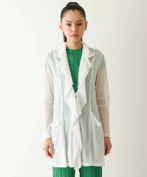 HIROKO BIS GRANDE / ヒロコビス グランデ カーディガン・ボレロ | 【大きいサイズ】ラッフルギャザーチュールジャケット /洗濯機で洗える | 詳細7