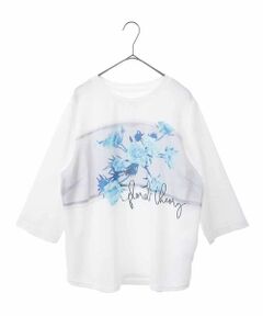 HIROKO BIS GRANDE / ヒロコビス グランデ カットソー | 【大きいサイズ】転写プリントドッキングカットソー /洗える