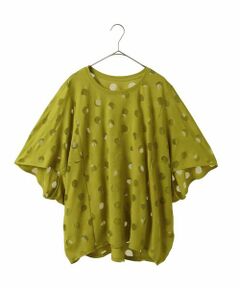 HIROKO BIS GRANDE / ヒロコビス グランデ カットソー | 【大きいサイズ】ドットシアードルマンカットソー /洗える